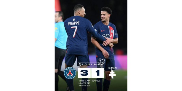 25 ans de Mbappé, le PSG mène la Ligue 1 avec 3-1 Metz